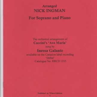 CACCINI AVE MARIA in Bb minor For Soprano and Piano arranged INGMAN